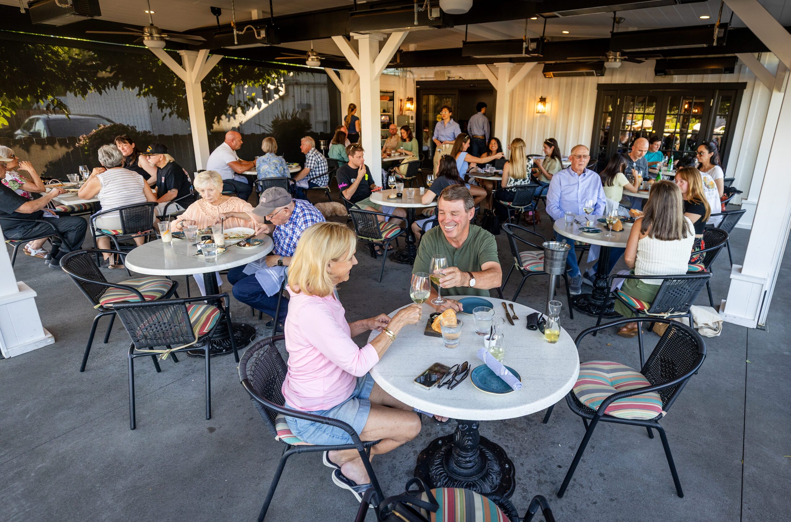 Salt & Stone offers indoor seating, outdoor patio seating and a covered outdoor patio Monday, June 1, 2026 in the heart of Sonoma Valley. (John Burgess/The Press Democrat)