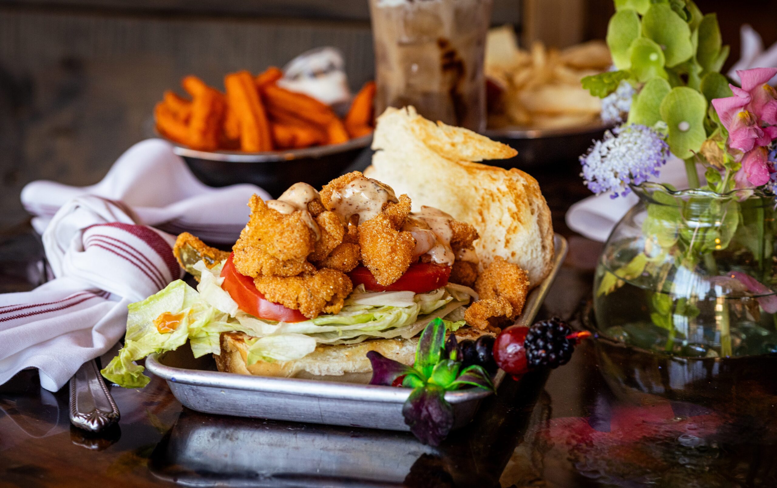 Oyster po'boy at Saucy Mama's Jook Joint