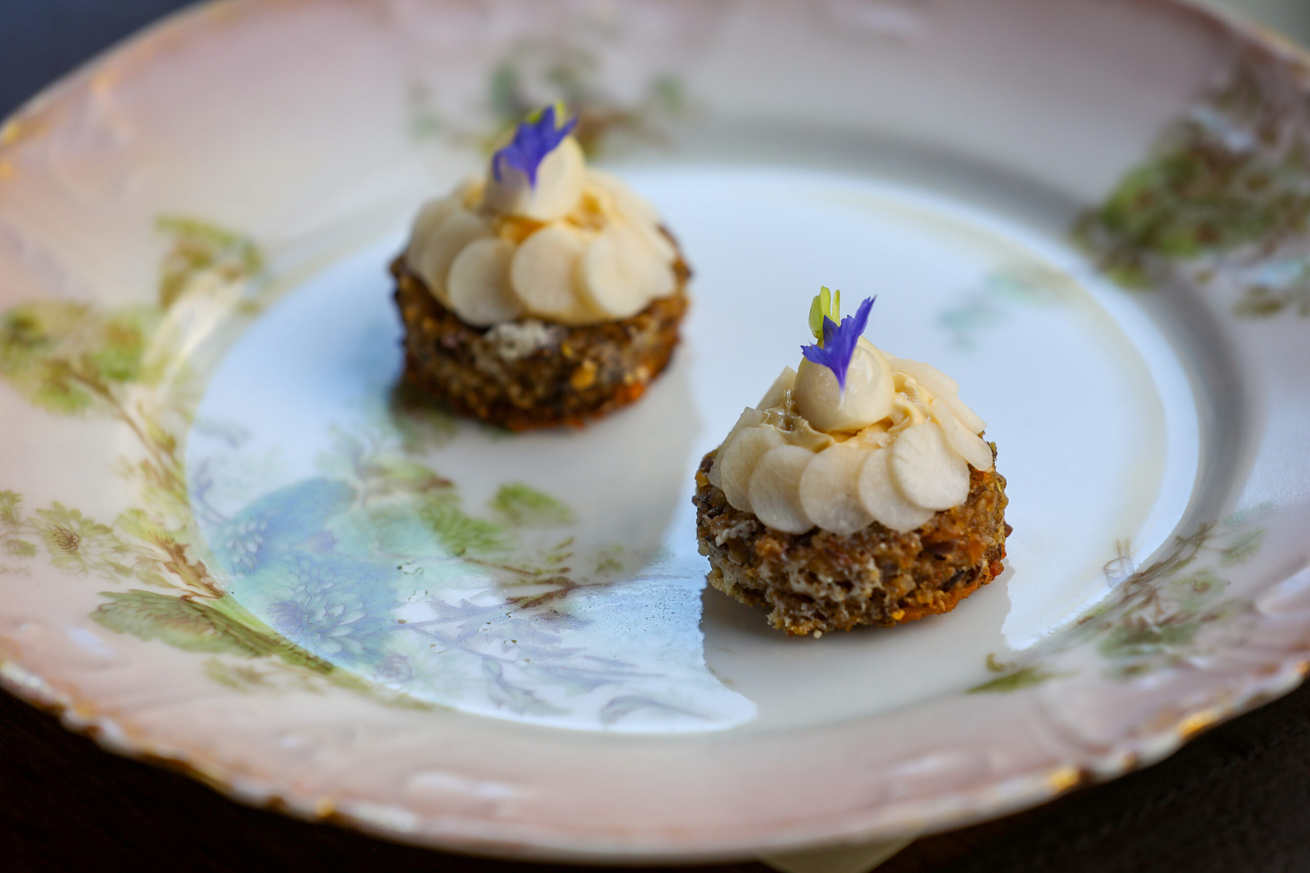 Canapes featuring croque madame, tartare tartlet, and turnip & rye served at Troubadour Bread & Bistro in Healdsburg on Thursday, July 2, 2026. (Christopher Chung/The Press Democrat)