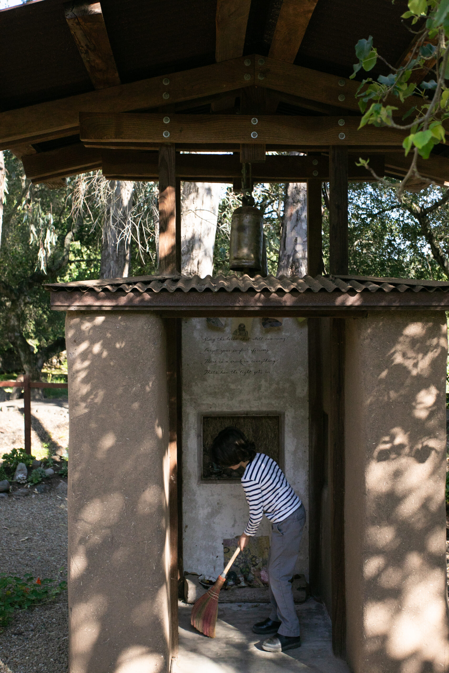 Westerbeke’s grandson sweeps the floor of a new bell tower.