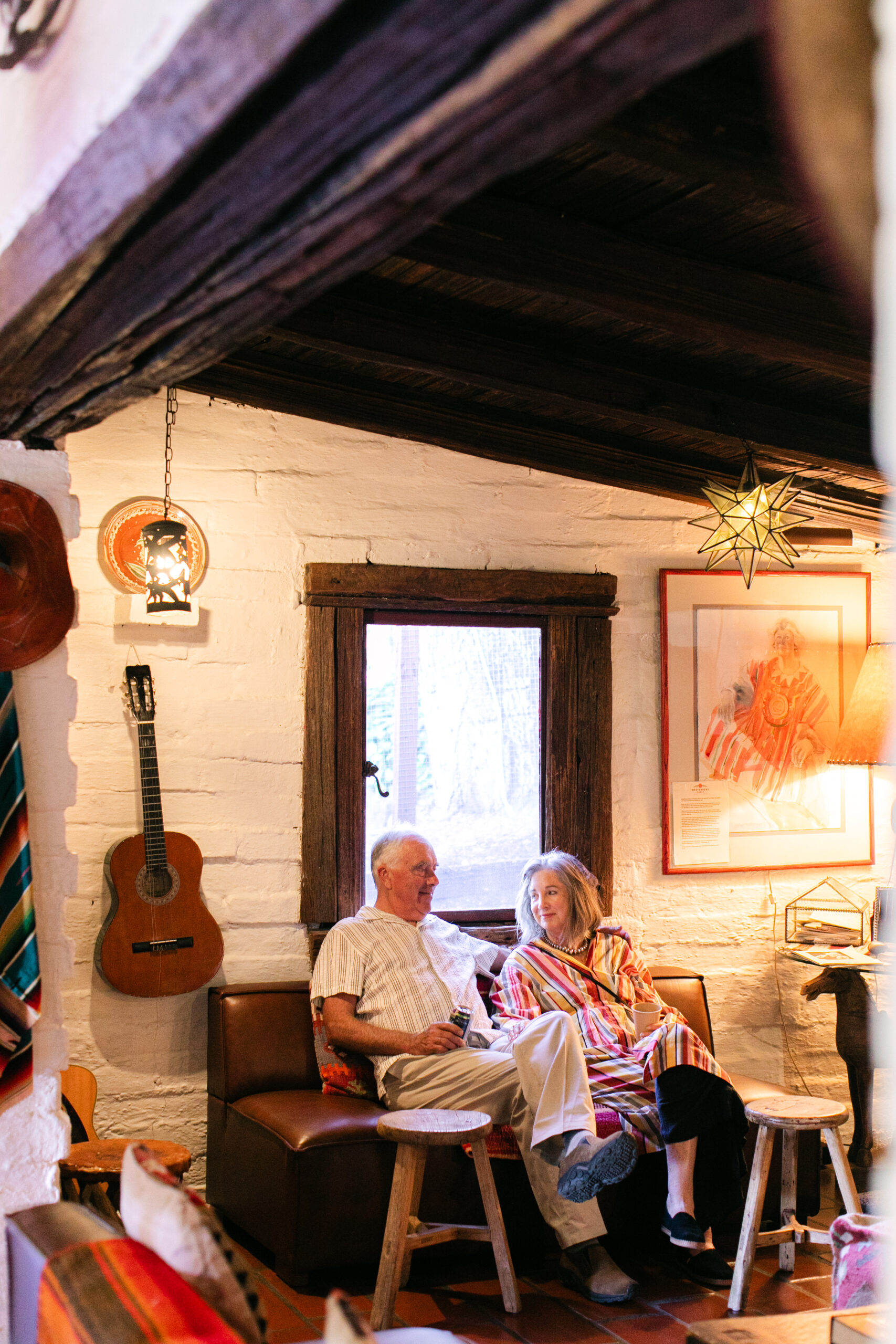 Wendy Westerbeke and her husband in their adobe home at the Westerbeke Ranch in Sonoma.