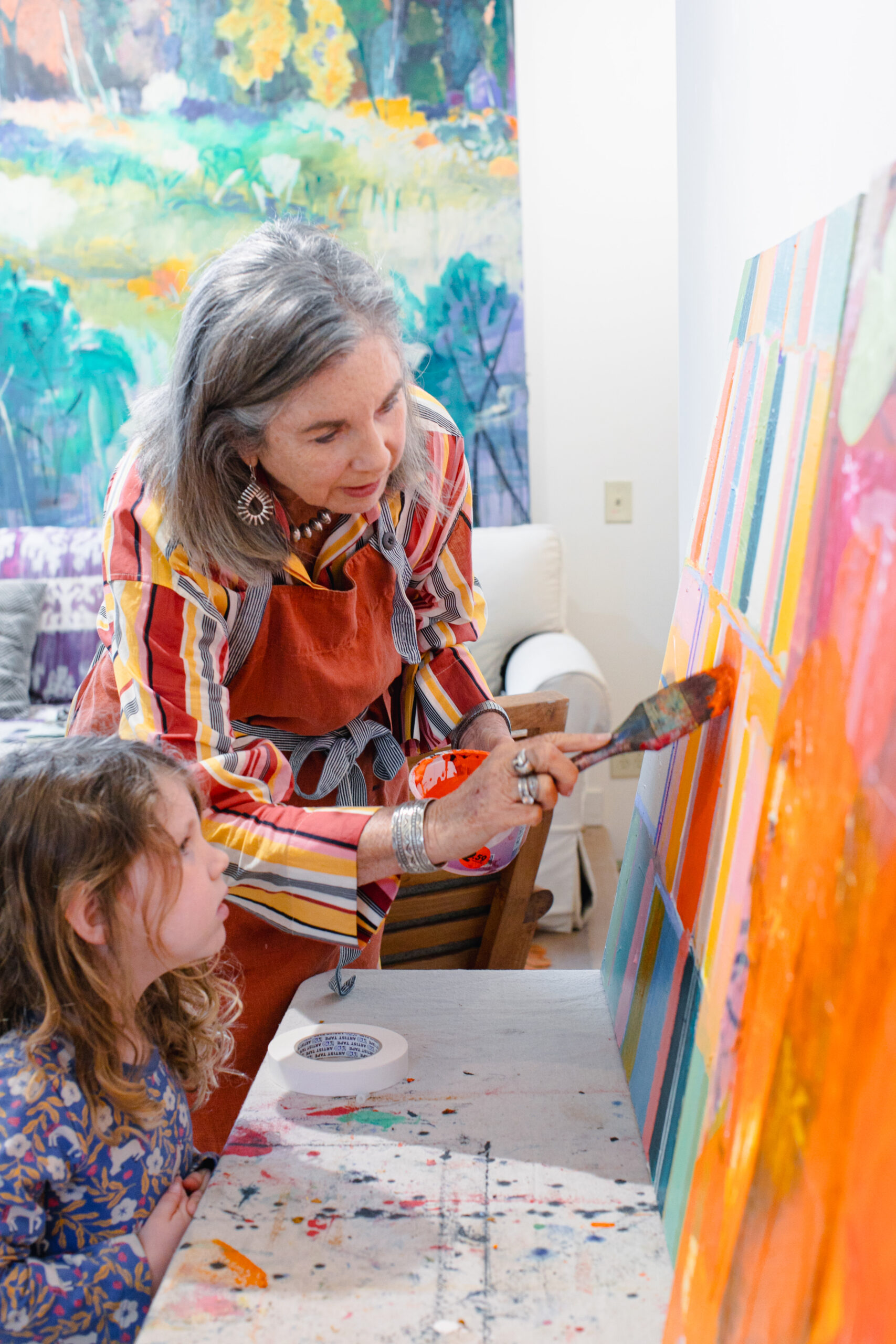 Westerbeke’s grandchildren spend time in the art studio on the ground floor of her light and airy one bedroom residence. 