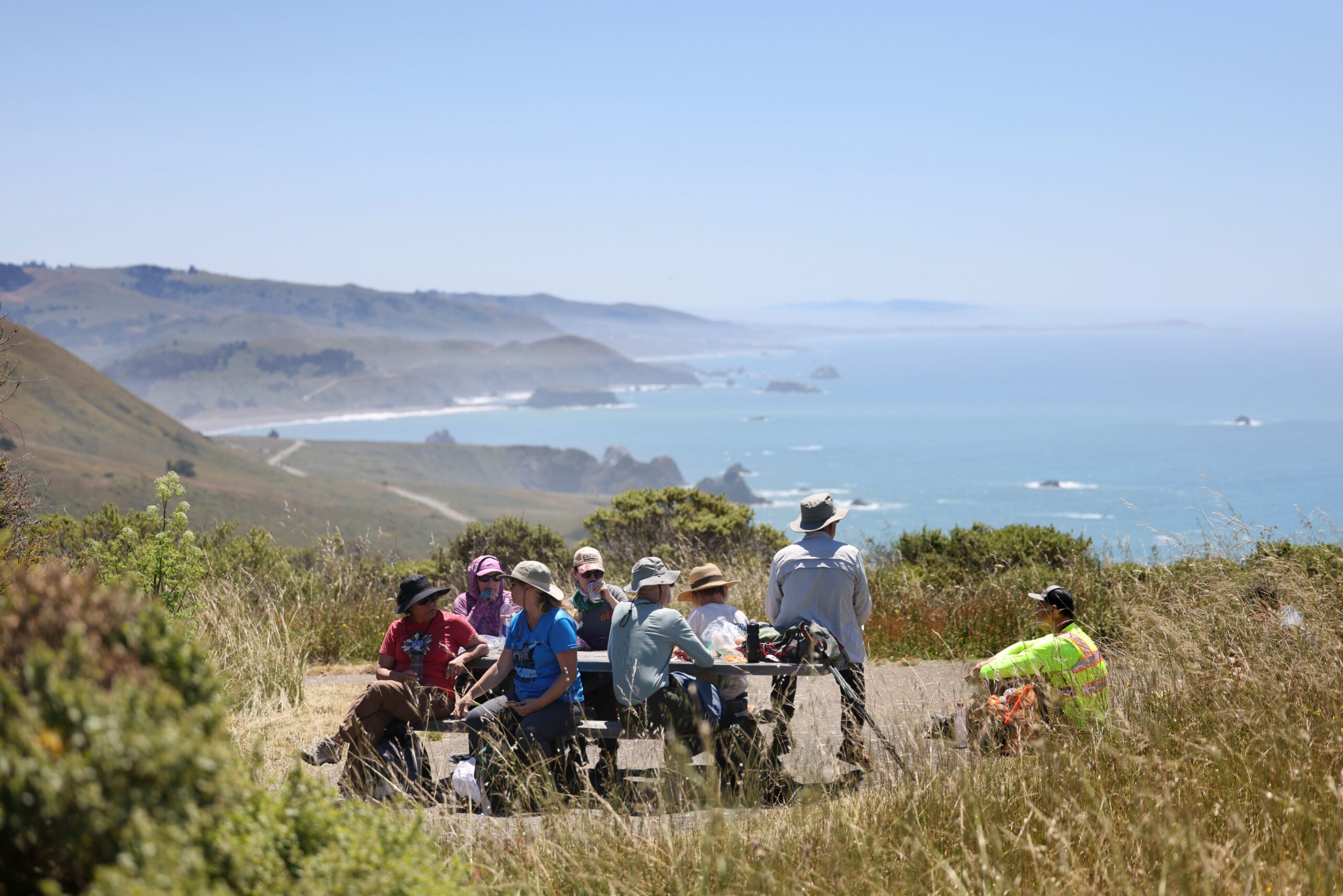 Camino de Sonoma hikers rest in Jenner