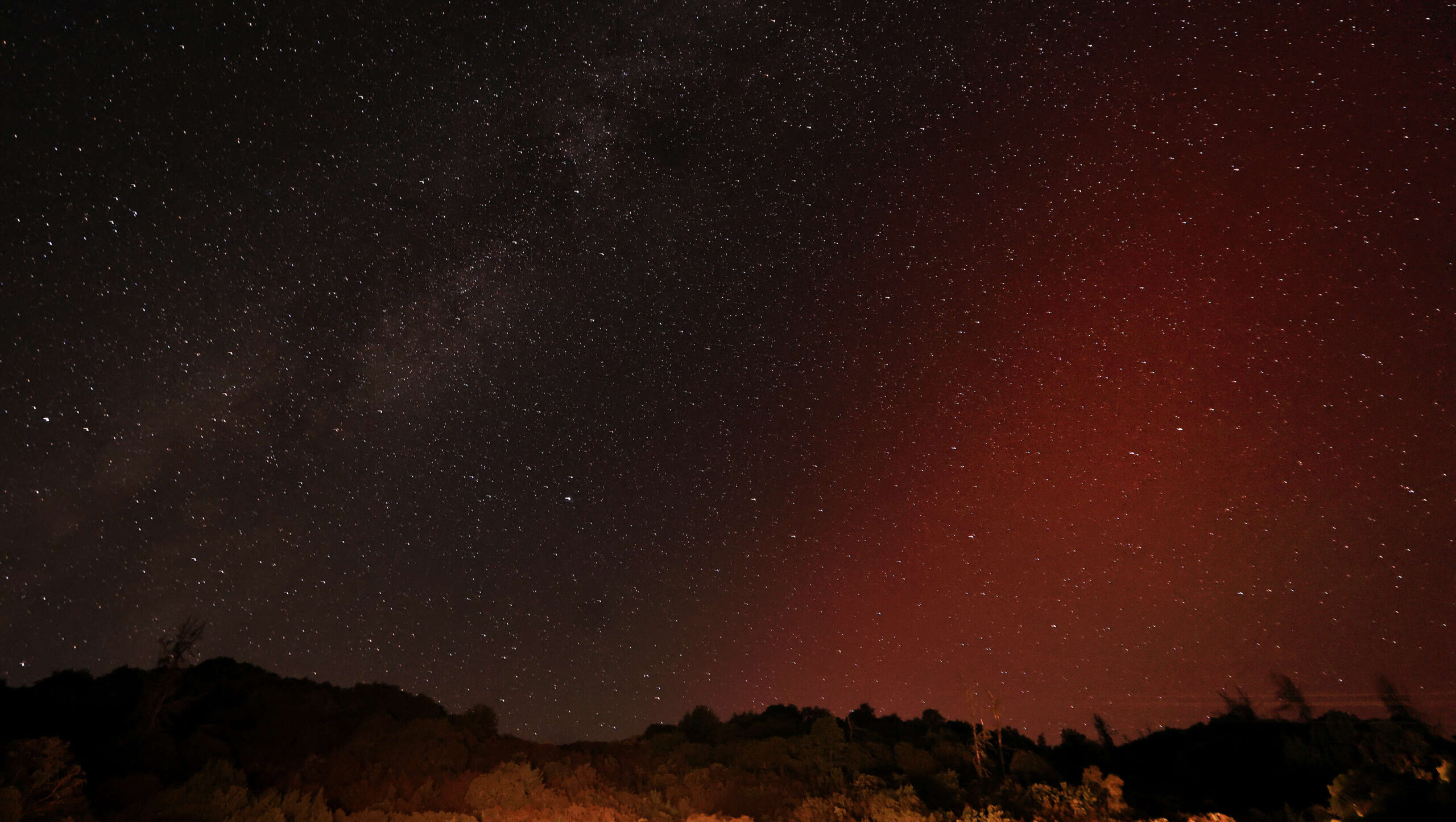 The aurora borealis shown in the night sky