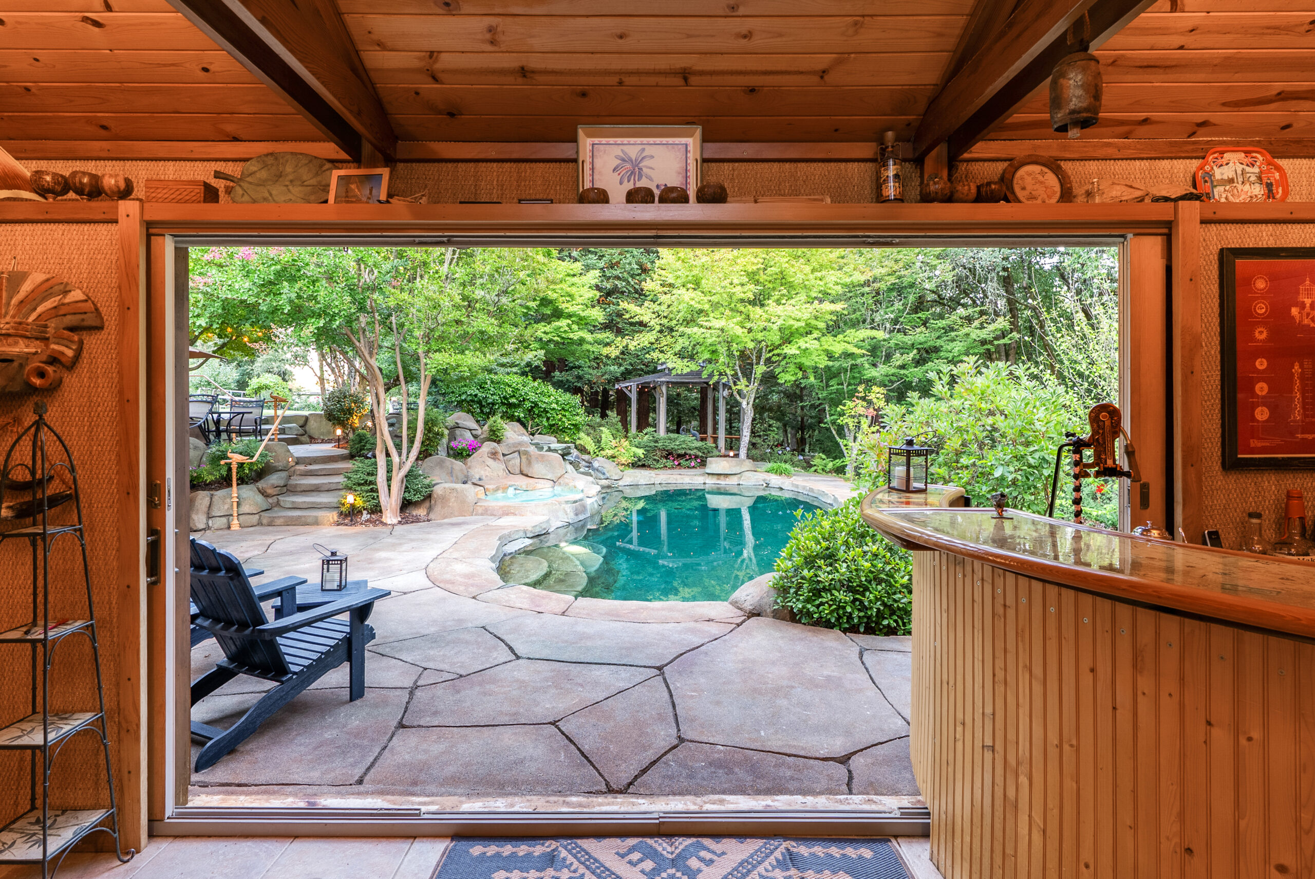 Poolside bar at Forestville home