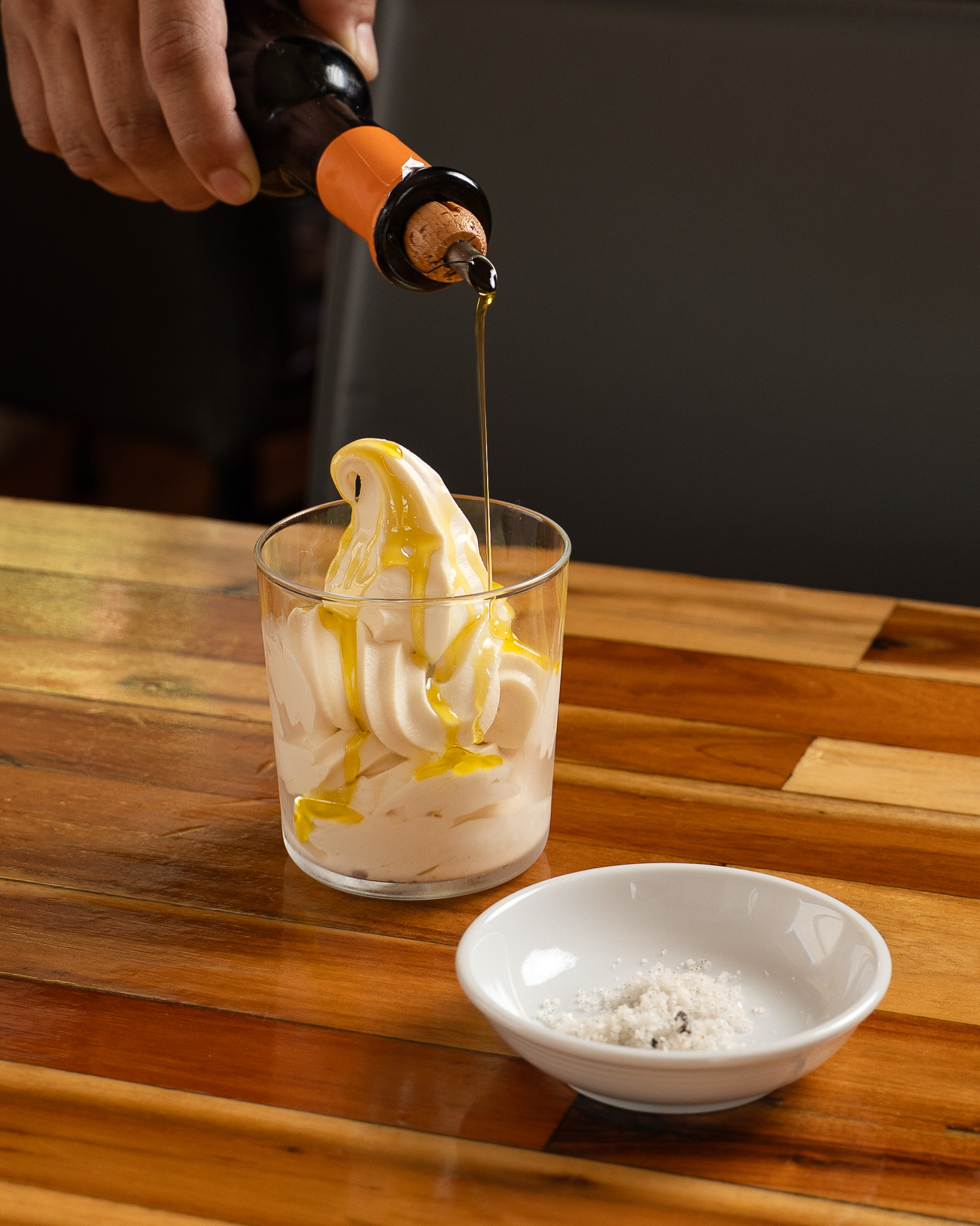 Bravas offers vanilla soft serve with tangerine oil and sea salt 